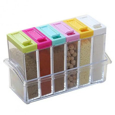 Набір ємностей для спецій Seasoning Six Piece Set, 6 баночок. Кухонний набір — спецівниця на підставці