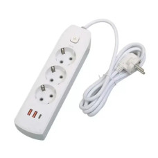 Мережевий фільтр socket AND-16-20, подовжувач мережевий євро на 3 розетки + 2 USB, Type-C