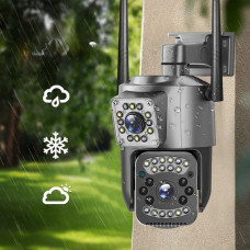 Вулична камера SC03 V380pro з двома лінзами та під'єднанням через Wi-Fi/LAN для дому та охорони