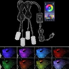 Підсвітка ніг RGB салону авто 4 штуки USB Bluetooth керування застосунком
