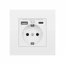 Електрична розетка Folem RZ1 220V з роз'ємами USB і Type-C біла
