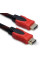Відеокабель HDMI-HDMI 15 метрів у захисному обплетенні з позолоченими конекторами чорний/червоний