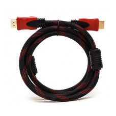 Відеокабель HDMI-HDMI 15 метрів у захисному обплетенні з позолоченими конекторами чорний/червоний