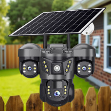 Камера відеоспостереження WiFi 6K для вулиці три об'єктиви black