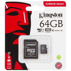Картка пам'яті Kingston microSD 64 ГБ, Class 10, швидке записування та читання