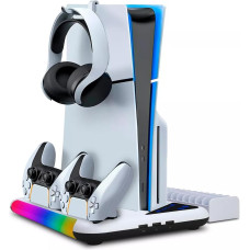 Охолоджувальна станція PS5 Slim підставка заряджання 2 геймпада RGB вентилятор 3 USB-порти для охолодження консолі