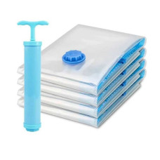 Вакуумні пакети для зберігання одягу AA-708 5 штук із ручним насосом прозорі компресійні мішки