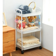 Полиця етажерка Kitchen Storage Rack 3 яруси на коліщатках пластиковий органайзер для кухні ванної 41×25×72 см