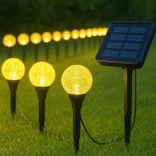 Гірлянда садова сонячна 11,73 м 100 LED з кульками-пухирками тепле біле світло для ділянки та тераси