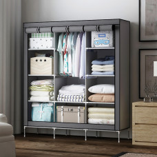 Складана тканинна шафа Storage Wardrobe 88130 з 8 полицями та 3 секціями для зберігання одягу та взуття