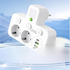 Адаптер розетки AND F03 White перехідник з USB і Type-C портами без кабелю для заряджання пристроїв у квартирі