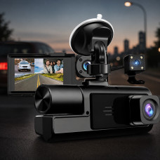 Автовідеореєстратор A22 3 камери FullHD WiFi задня камера нічний режим датчик удару руху записування відео