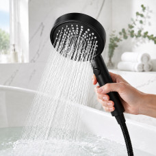 Душова лійка Water Saving Shower з 5 режимами, кнопкою Stop та силіконовими форсунками, чорна