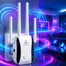 Підсилювач Wi-Fi сигналу LV-WR29 2,4 ГГц до 300 Мбіт/с із 4 антенами та підключенням у розетку
