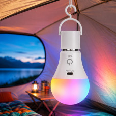 Акумуляторна LED-лампа A65 з цоколем E27, білим та RGB-світлом, пультом і USB-заряджанням