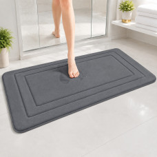 Килимок для ванної 40×60 см із піною Memory Foam та мікрофіброю, вологопоглинальний антиковзний, сірий