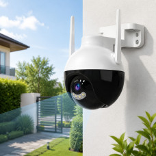 Вулична поворотна IP-камера CAD N6 iCSee 6 МП з Wi-Fi, нічним баченням, датчиком руху та блоком живлення
