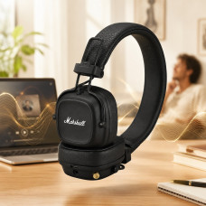Бездротові накладні навушники Marshall Major IV Bluetooth зі складаною конструкцією, швидким і бездротовим заряджанням, чорні