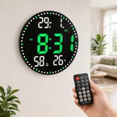 Великий настінний цифровий годинник Umi з LED-дисплеєм, пультом, датою, температурою та вологістю
